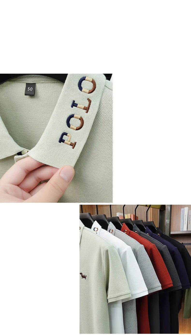 100% pure cotton short sleeve polo shirt summer comfort men's T-shirt designer brand cartoon dog embroidery fashion casual top