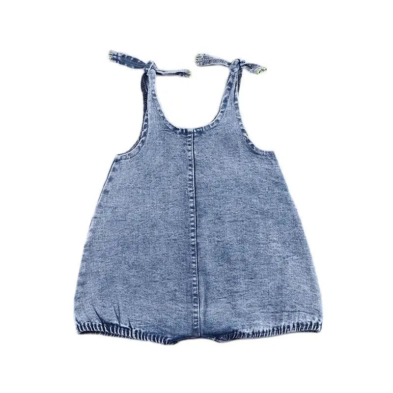 6m-12t 2024 New Summer Spring Denim Famliy Clothing Set Girls Suspender Dress Skirt Baby Sleeveless Romper Overall Boys Shirt