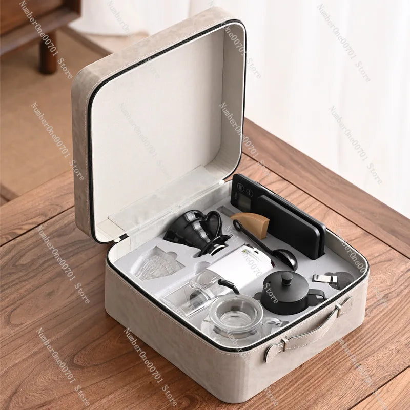 V60 Travel Pour Over Coffee Kit with Electric Grinder, Stainless Pot & Gift Box