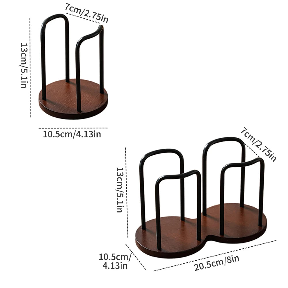 Wooden Disposable Cup Dispenser with Long Stick Tea Water Cup Storage Holder Rack Shelf Mug Display Stand Organizer for Home