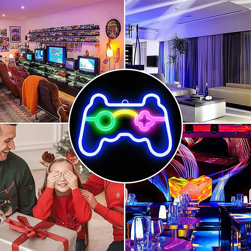 Neon Lights, LED Lights, Gaming Controller Ambient Lights, USB/Battery-Powered, for Holidays, Living Rooms, and Home Decor