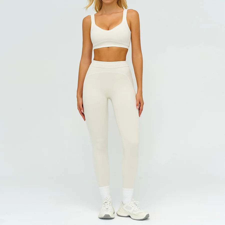 Yoga Set 2PCS Gym Clothes Sportswear Workout Outfits Women Long Sleeve Top Tracksuits Fitness Sports Bra Running Shorts Leggings