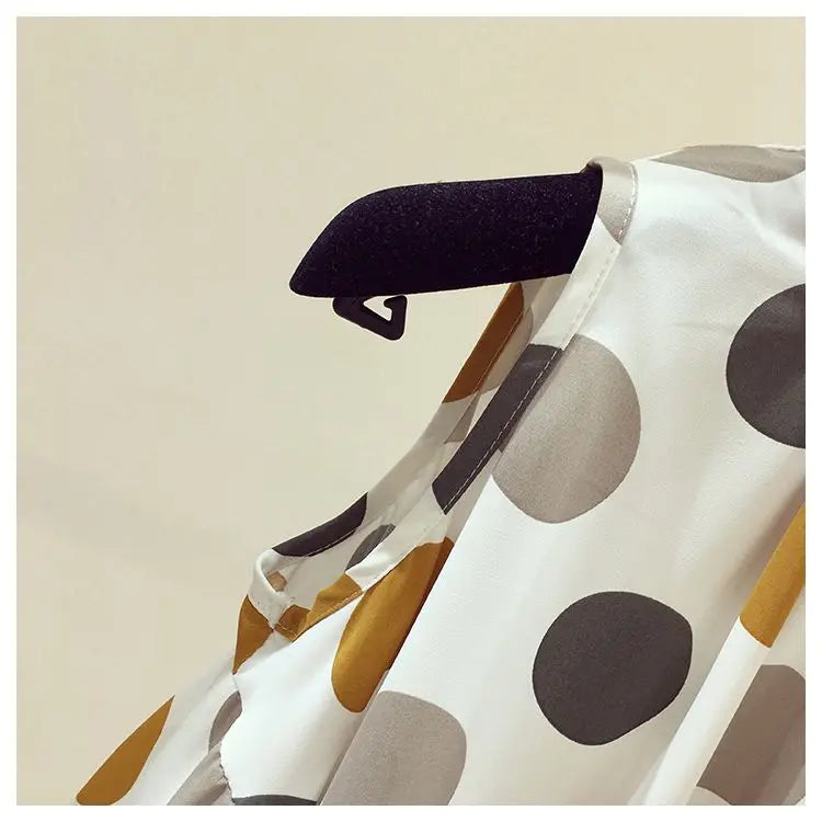 Oversize Summer Polka Dot Printed Chiffon Blouses Women Round Neck Patchwork Short Sleeve Shirt Off Shoulder Tops Female Clothes