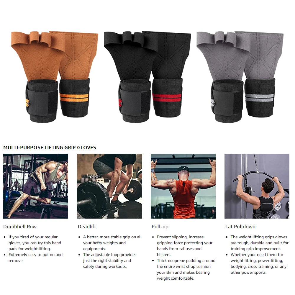 1 Pair Weight Lifting Training Gloves Fitness Sports Body Building Gymnastics Grips Gym Hand Palm Wrist Protector Gloves