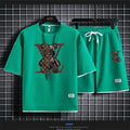 Summer new men's short-sleeved set, a fashionable outdoor casual men's short-sleeved T-shirt and sports shorts 2-piece set