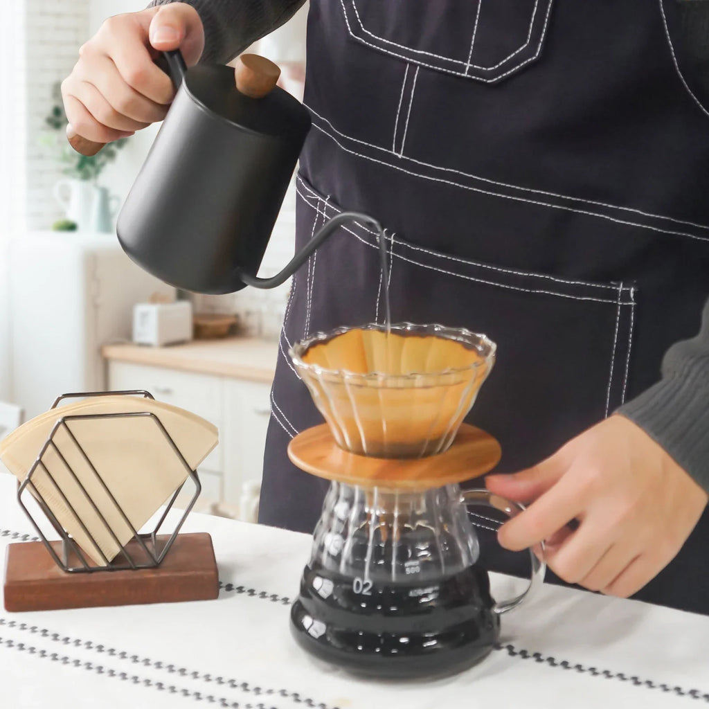 Complete Manual Pour Over Coffee Set V Shape Glass Dripper 600ml Gooseneck Kettle Kit Portable Coffee Travel Bag Barista Gift