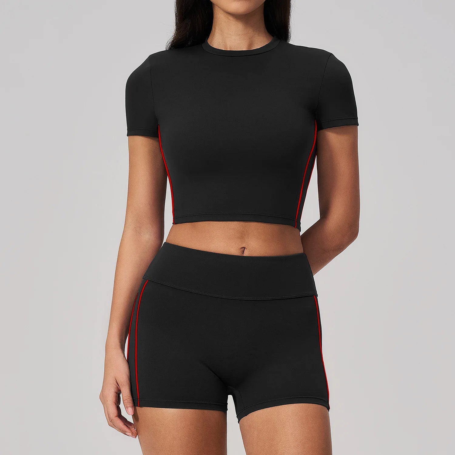 2PCS Yoga Set Women Tracksuit Sports Outfit Gym Set Running Workout Clothes Short Sleeves Sports Bra Athletic Wear Yoga Clothing