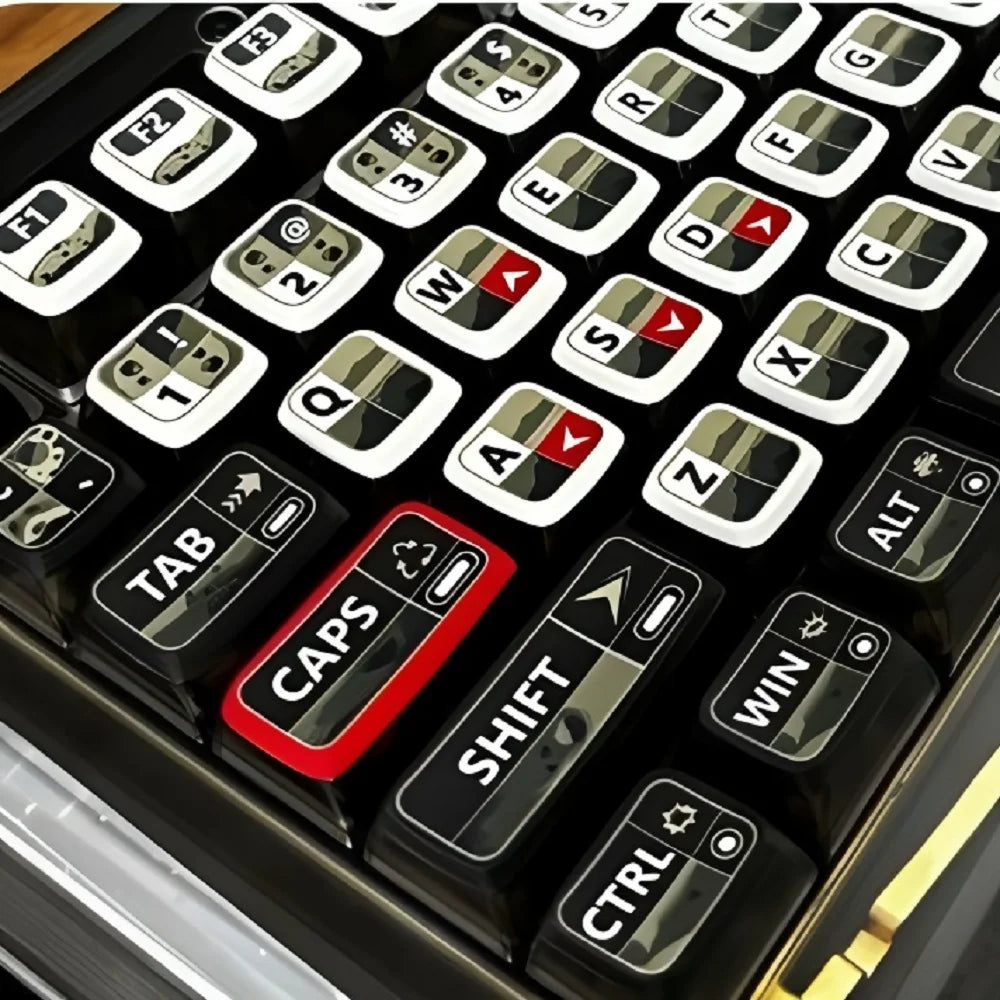 Pudding Keycap Set PBT+PC 125 Key Four Sided Transparent Anime Theme Keycap Compatible with Mechanical Keyboard 61/75/87/104