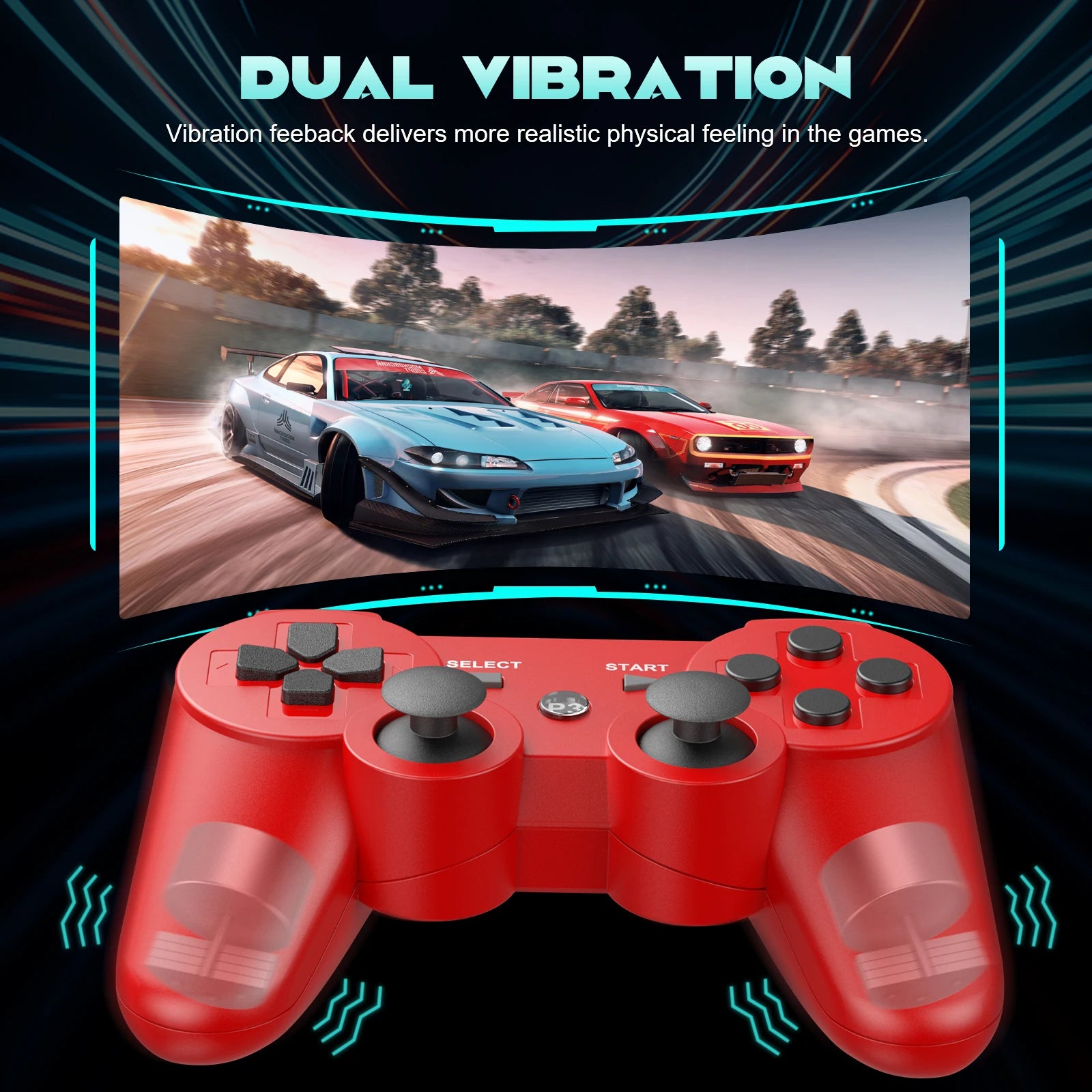 Game Controller For Playstation 3 PS3 Consoles PC/Android TVs /Game Boxe,W/Upcraded Joysticks 6-aix Gryo Dual Vibration Gamepads