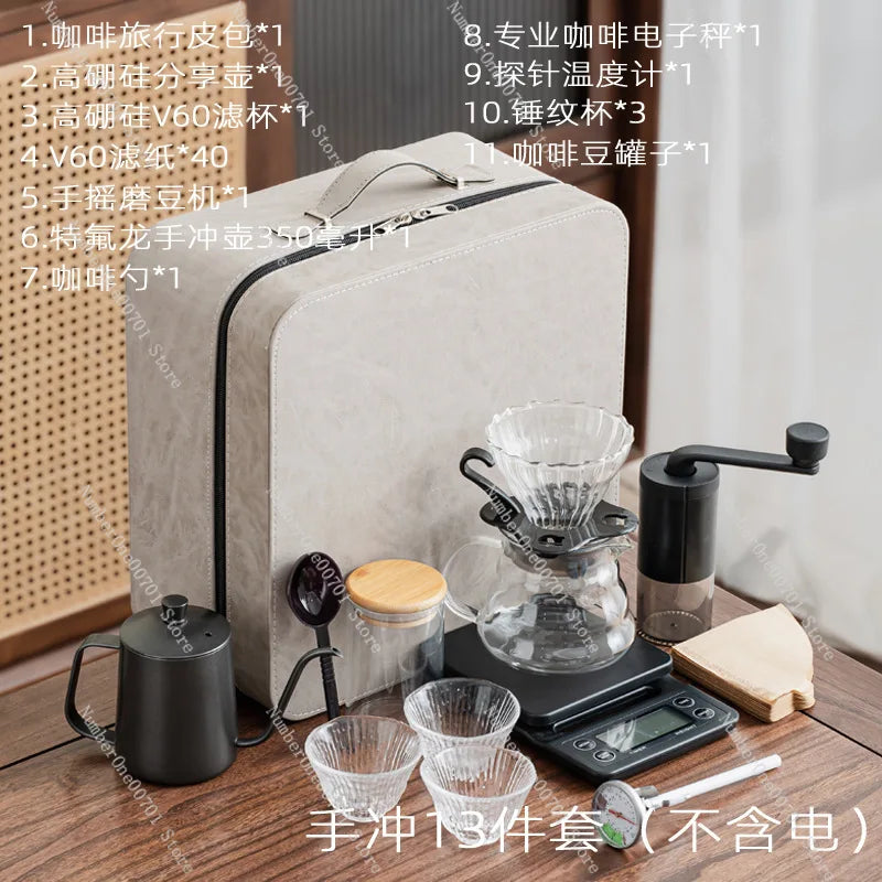 V60 Travel Pour Over Coffee Kit with Electric Grinder, Stainless Pot & Gift Box