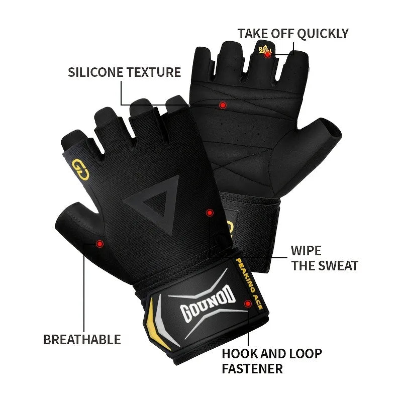 1 Pair Heavy-Duty Weight Lifting Gloves - Non-Slip Grip, Adjustable Buckle Closure, Ergonomic Design for Gym, Bodybuilding,