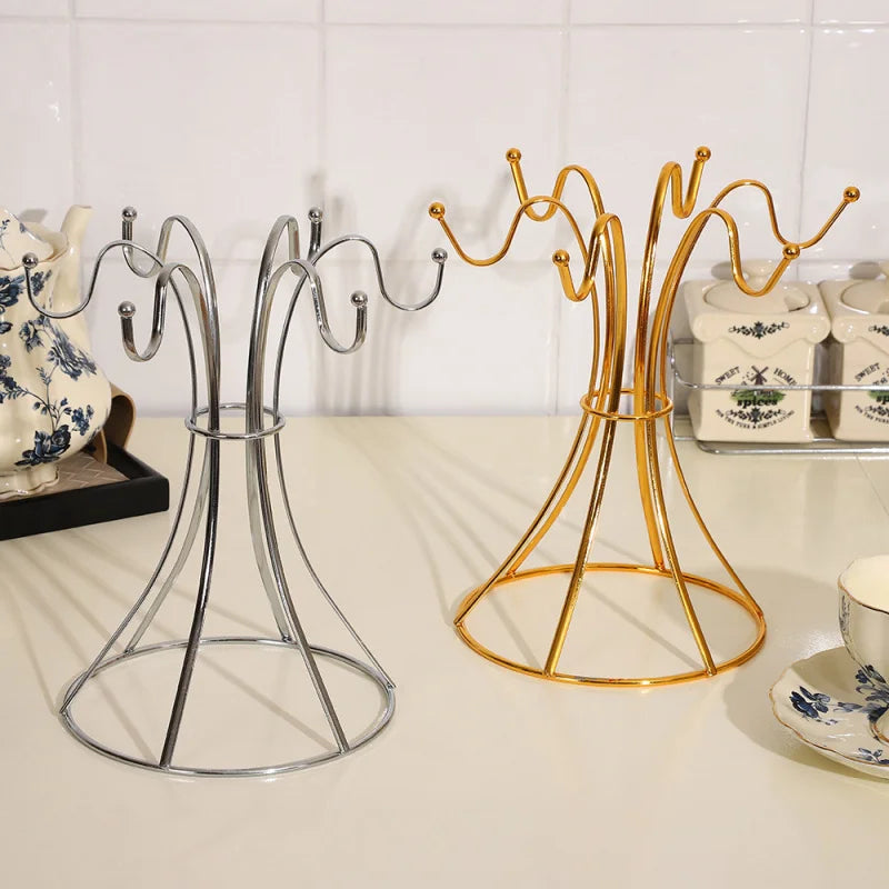 Home Desktop Flat Six Cup Iron Frame, Kitchen Inverted Water Cup Storage Rack, Restaurant Coffee Cup Storage And Drainage Rack