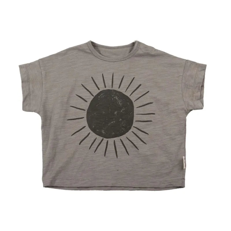 Child Tees Versatile Casual Sports T Pullover Shirt Toddler Brand New Cute Print Solid Tops 2023 Summer Costume For Girls Boys