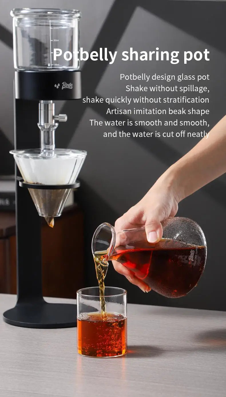 BINCOO L-Shaped Cold Brew Coffee Dripper Cold Brew Drip Coffee Maker Ice Brew Drip-Style Low-Temperature Slow-Brewed Coffee