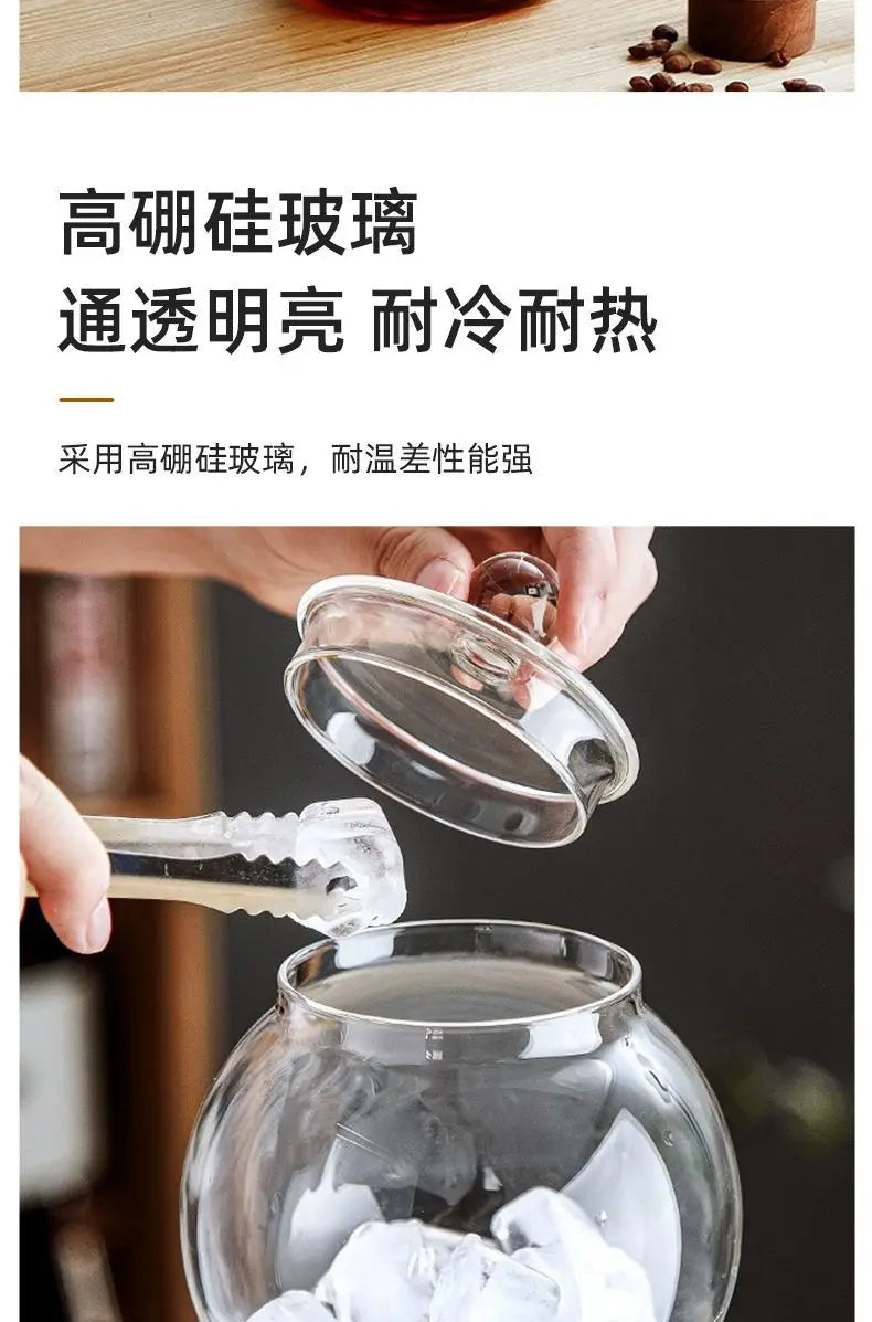 600ml Ice Dripper Coffee Maker Adjustable Water Flow Borosilicate Glass Cold Brew Tower Slow Drip Technology Portable