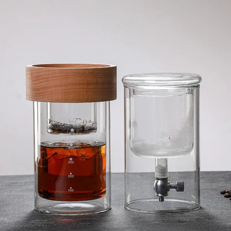 Glass Cold Brew Coffee Pot Glass Coffee Tools Double Layer Ice Drip Hand Brew Coffee Pot Set Barista Accessories