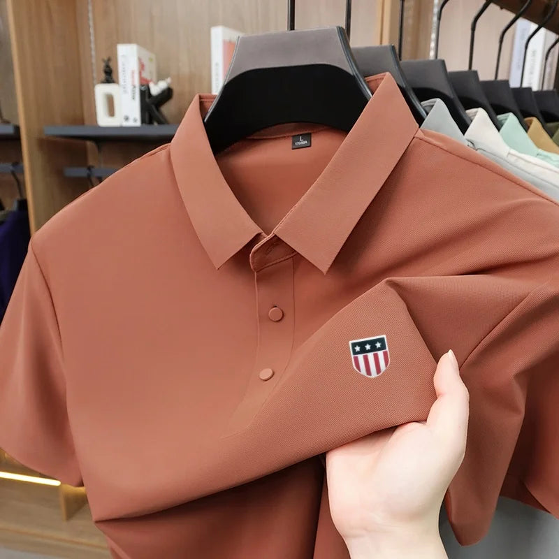 New Polo Shirt For Man Summer Short Sleeves Lapel Printing Trend Brand T-Shirt Business Leisure Ventilate Versatile Men's Wear
