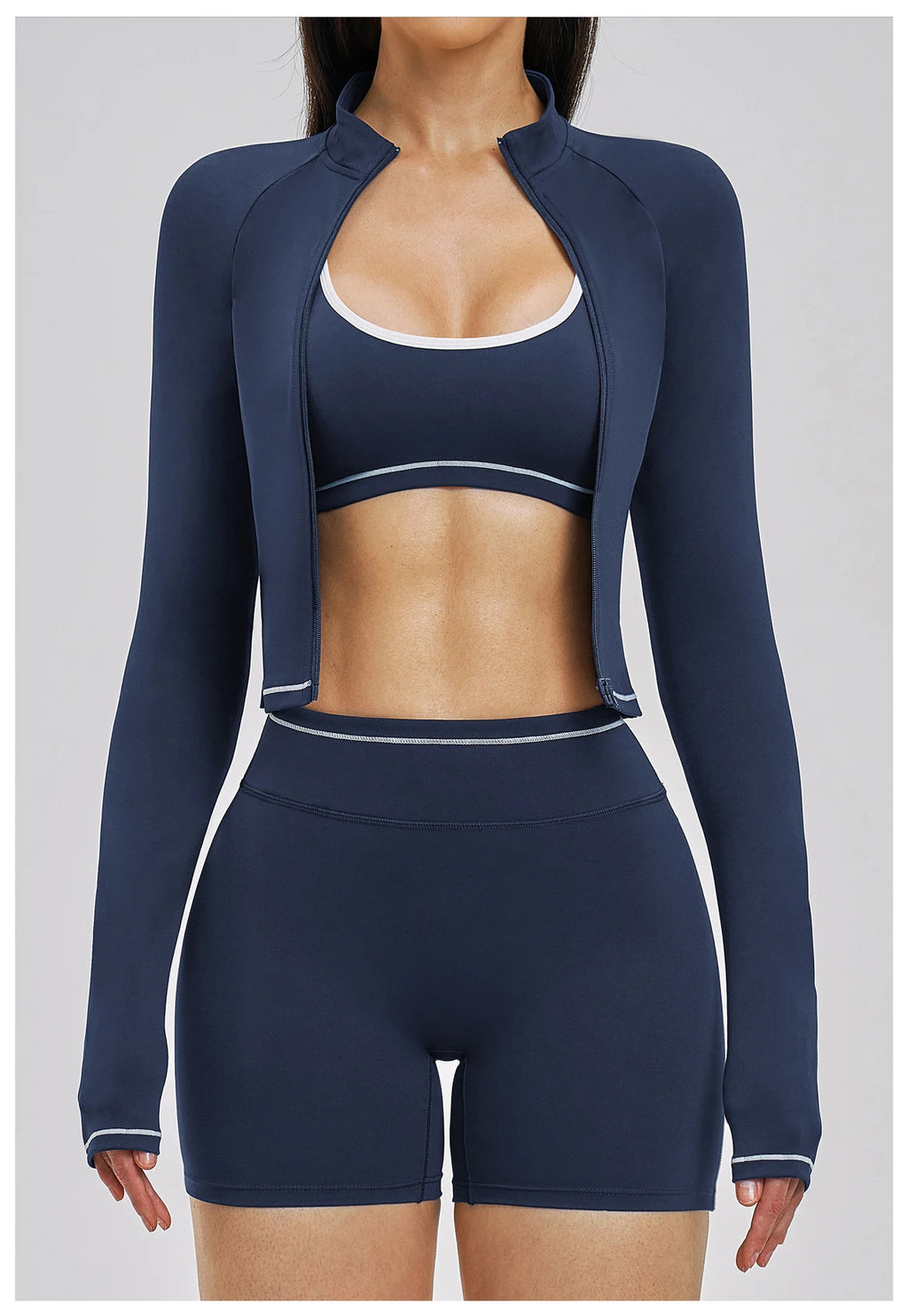 3PCS Yoga Suit Women Tracksuit Sports Outfits Gym Set Running Workout Clothes Long Sleeve Sports Bra Athletic Wear Yoga Clothing