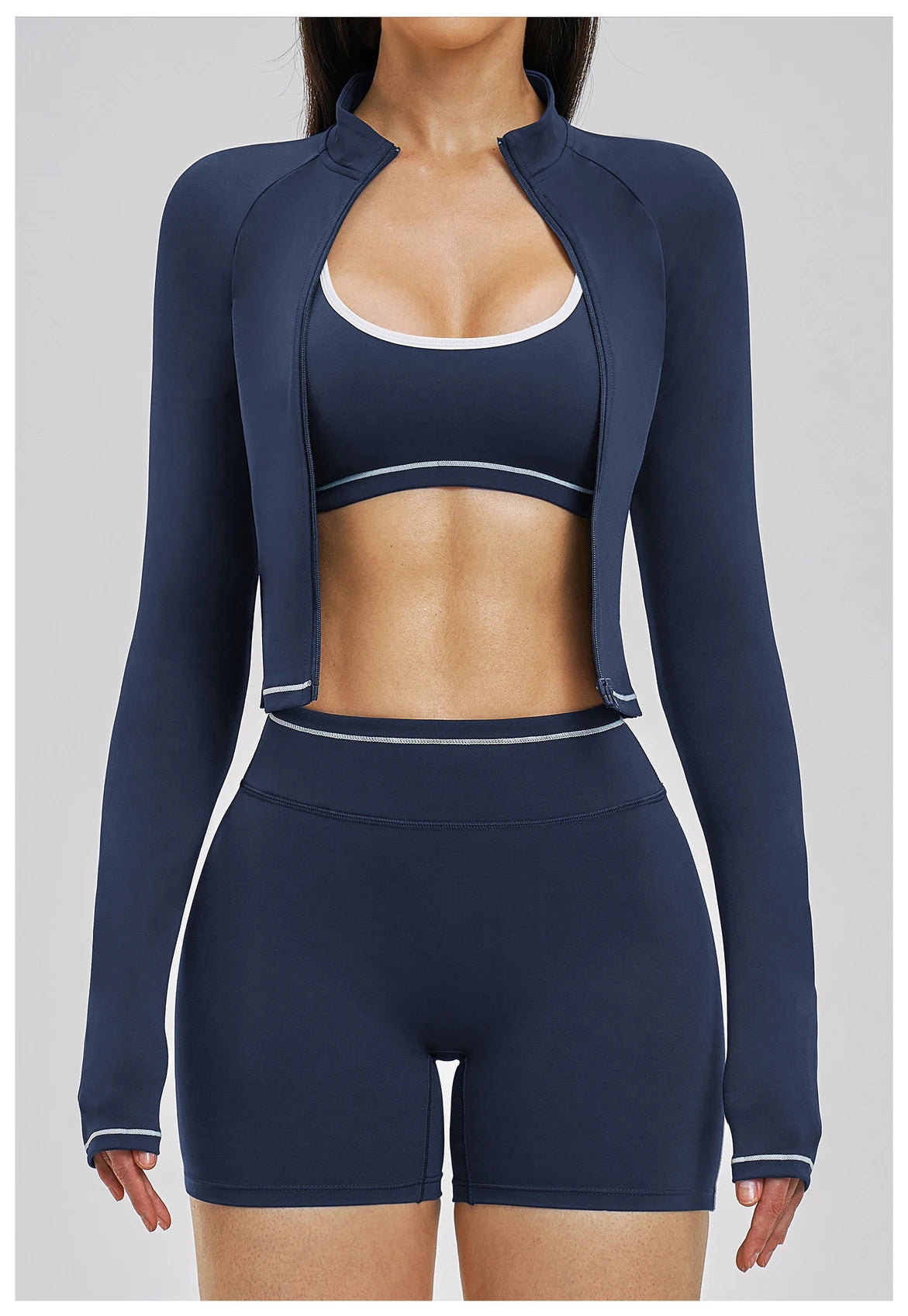 3PCS Yoga Suit Women Tracksuit Sports Outfits Gym Set Running Workout Clothes Long Sleeve Sports Bra Athletic Wear Yoga Clothing