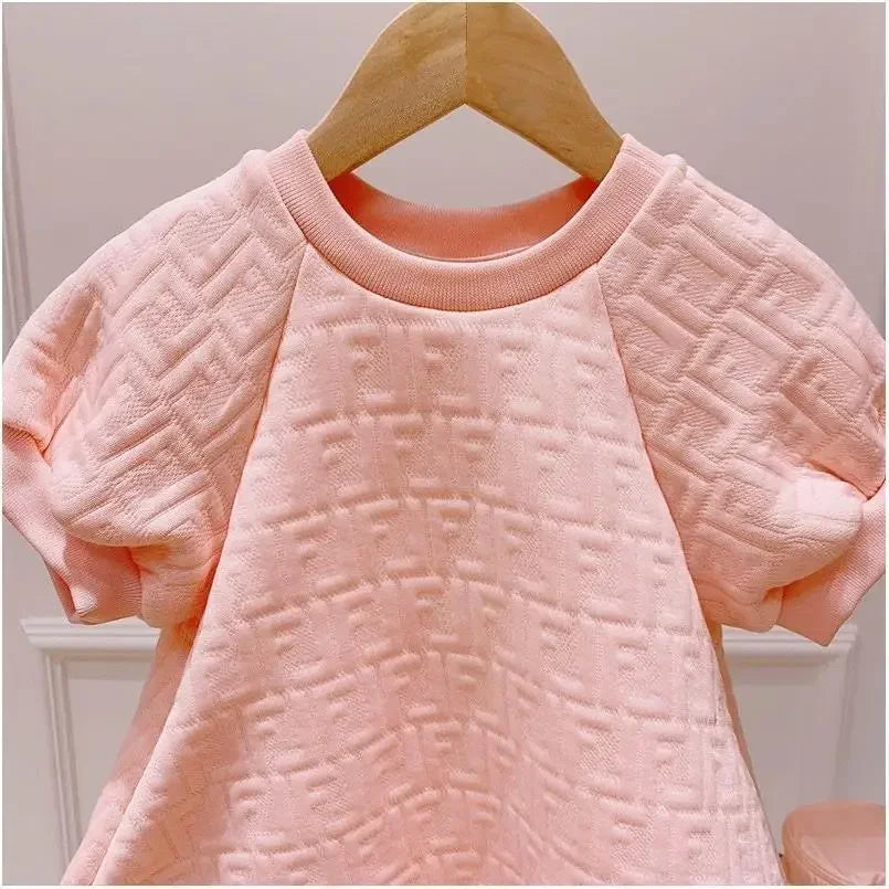 Girls Fashion Pink Princess Dress Kids Summer Puff Sleeve Casual Dresses Children Korean Style Mesh Clothing Gift Lolita Dress