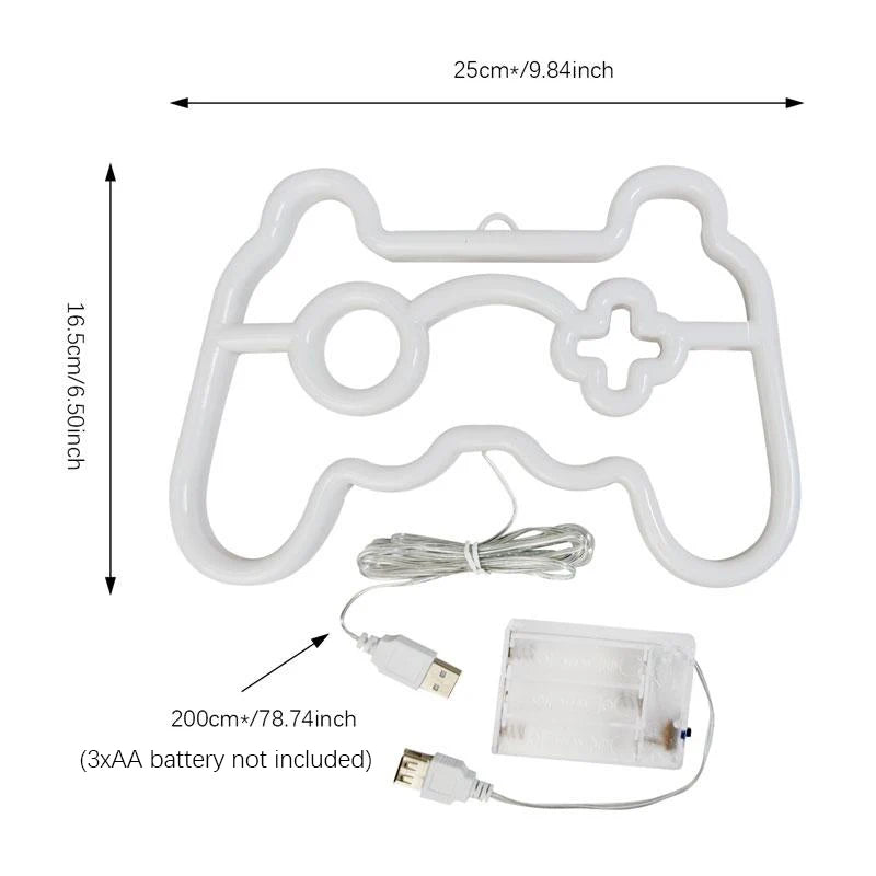 Neon Lights, LED Lights, Gaming Controller Ambient Lights, USB/Battery-Powered, for Holidays, Living Rooms, and Home Decor