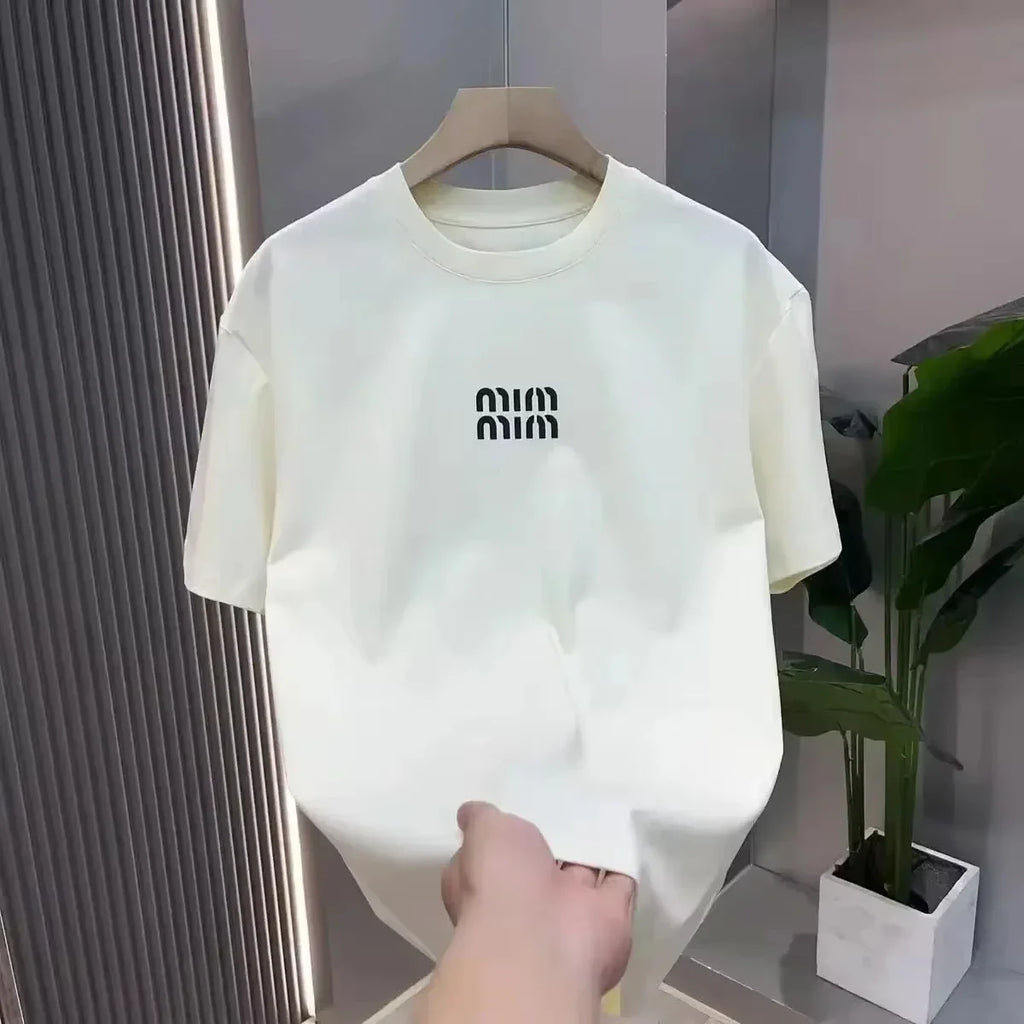 Y2K Italian Tide Tshirts Summer New Unisex Oversized Letter Print Cotton Tees Luxury Streetwear Couple Matching Breathable Tops