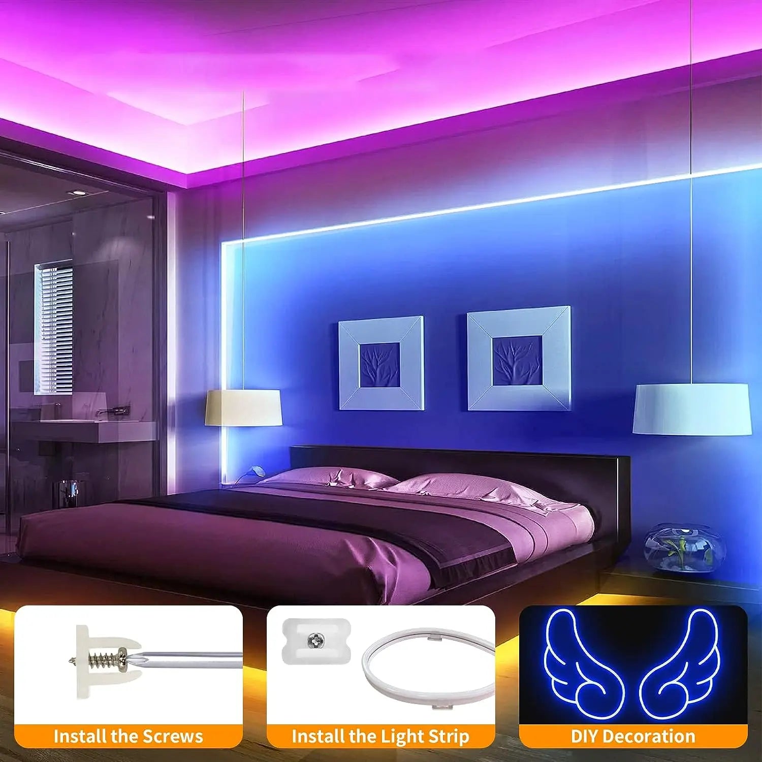 USB LED Neon Rope Lights, RGB Led Strip Lights with Remote, Color Changing Flexible Led Light Strip, Gaming 5V Neon Lights
