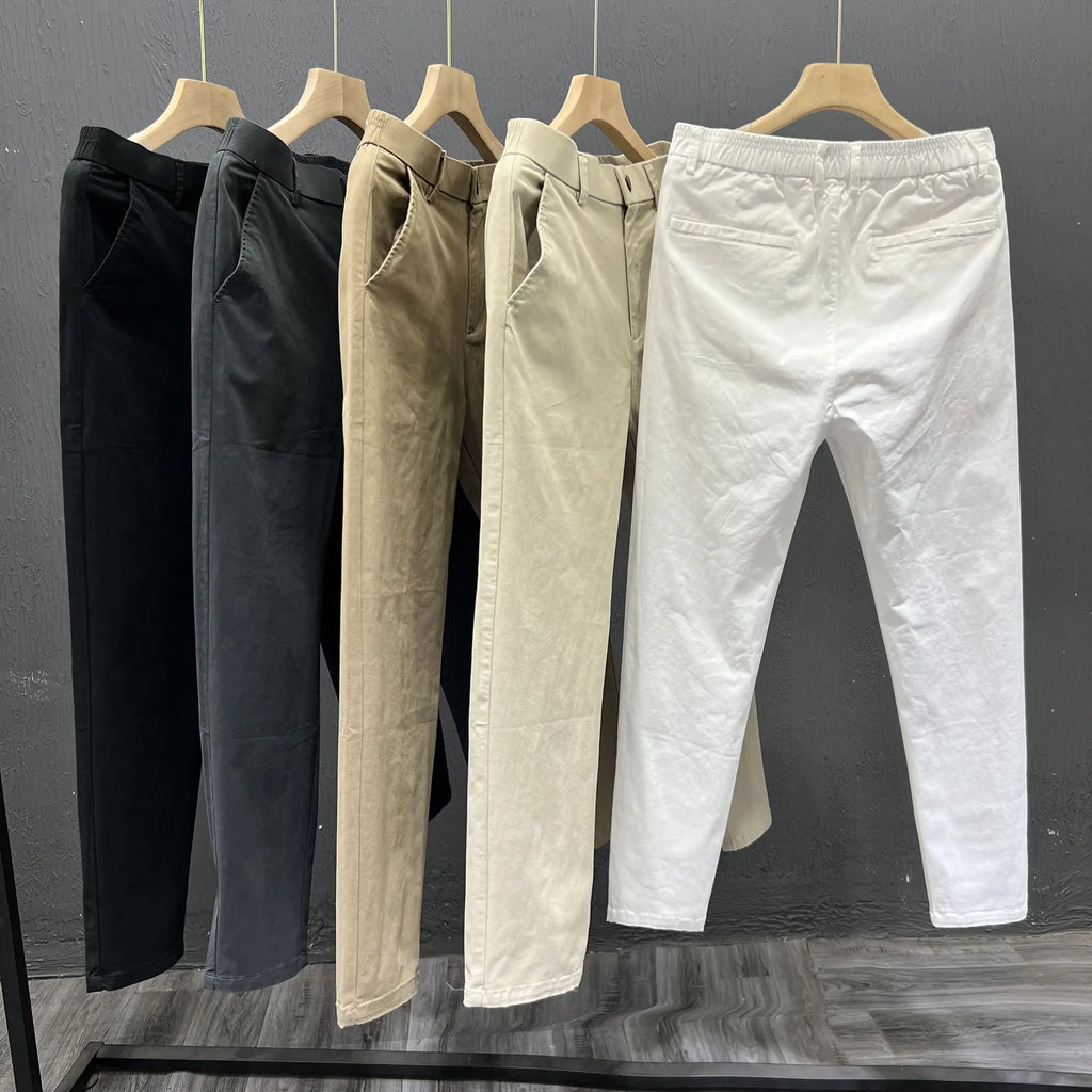 Men's Summer Thin Pants 2025 New Straight Simple and Versatile White Casual Man Clothing Trendy Slim-fitting Cotton Cargo Pants