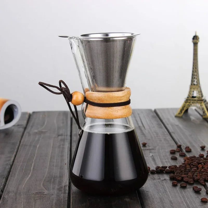Hand Brewed Coffee Sharing Pot Filter Screen Glass Coffee Filter Cup Coffee Pot Set Drip Small Household Glass Pot 400-800ml