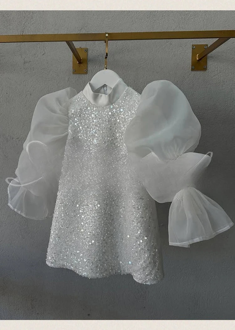 Teen Girl Clothes 2025 New Glitter Kids Girls Princess Gown Piano Recital Sweet Party Outfit Toddler Formal Wear Costume Vestido