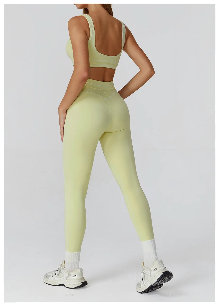 Yoga Set 2PCS Gym Clothes Sportswear Workout Outfits Women Long Sleeve Top Tracksuits Fitness Sports Bra Running Shorts Leggings