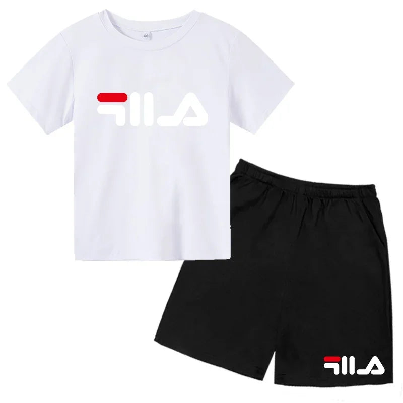 Children's Clothing T-shirt Set Fashion Printing Sports Leisure Summer Wear 3-12 Year Old Toddler Size Boys and Girls Gift