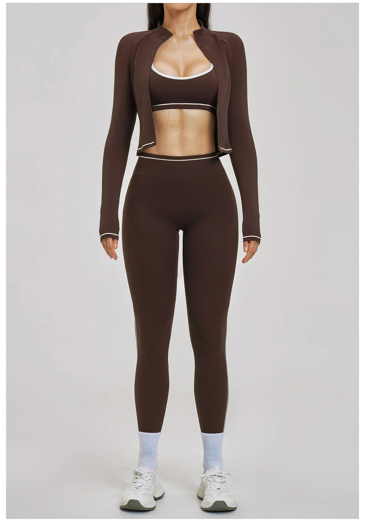 3PCS Yoga Suit Women Tracksuit Sports Outfits Gym Set Running Workout Clothes Long Sleeve Sports Bra Athletic Wear Yoga Clothing