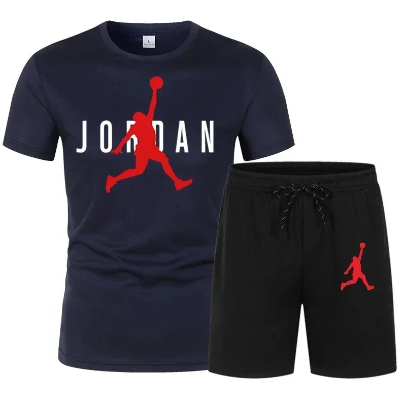 Summer Popular Men's T-shirt+shorts Suit Men Sports Suit Printing Casual Fashion Short-sleeved T-shirt Set Men Joggers Suit Set