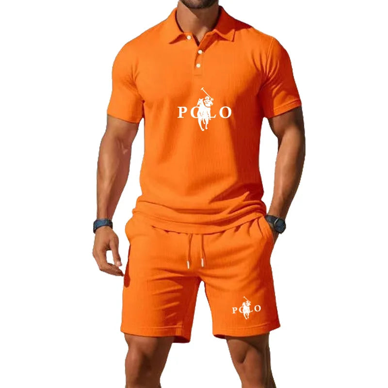 Summer Men's 2026 Half-Zip Polo Shirt Set Leisure Basketball Sport Quick-Drying Breathable Loose Lightweight Two-Piece Set