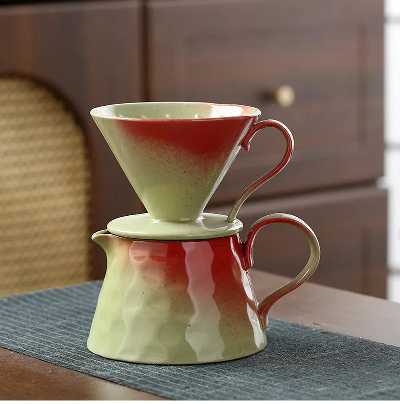 Home Ceramic Hand Drip Coffee Pot Large Sharing Jug V60 Cone Coffee Filter Brewer