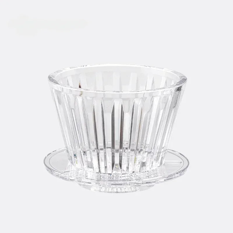 1 PC Acrylic Pour Over Coffee Filter Cup Set Cake Shaped Flat Bottom Home Brewing Kit with Filter Papers Reusable Easy Clean