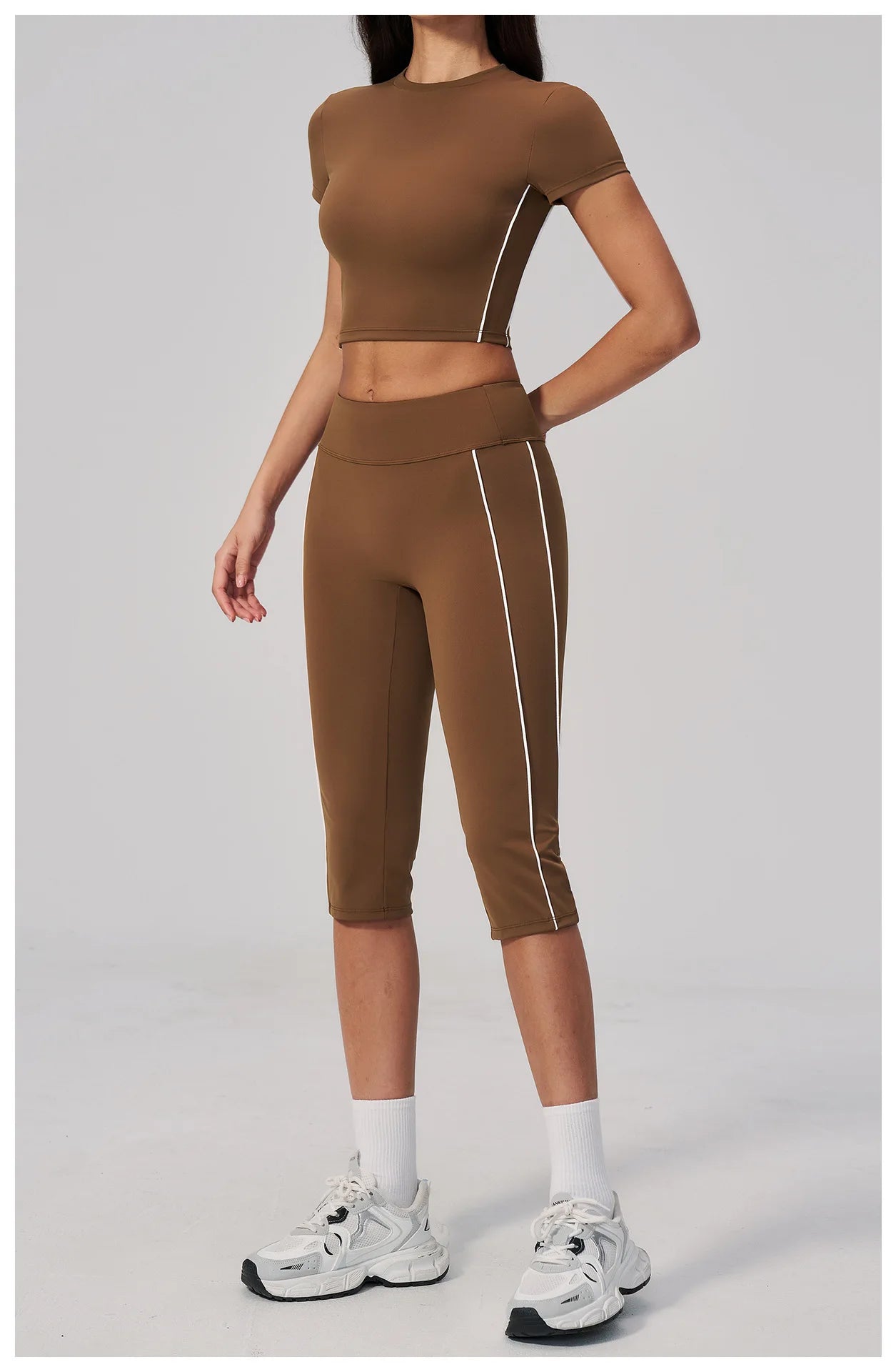 2PCS Yoga Set Women Tracksuit Sports Outfit Gym Set Running Workout Clothes Short Sleeves Sports Bra Athletic Wear Yoga Clothing