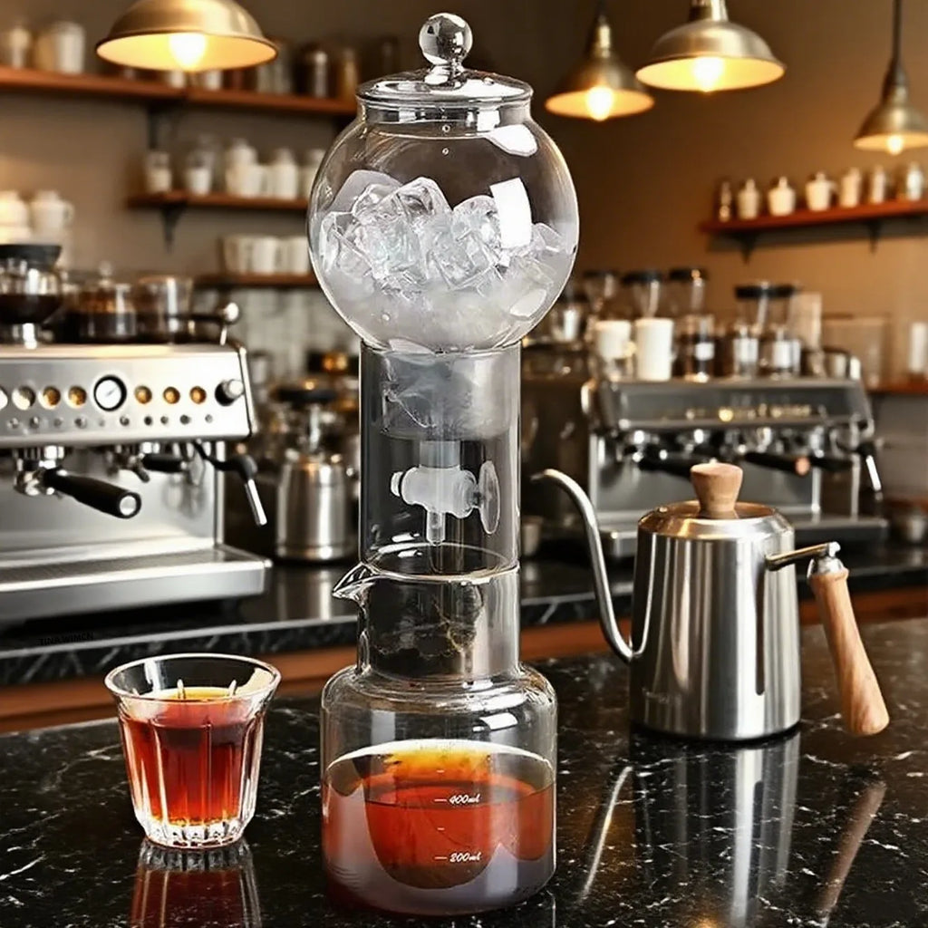 Ice Drip Coffee Maker,20oz Cold Brew Coffee Makers Pot, Filter Cold Brew Machine Borosilicate Glass Drip Barista Accessories