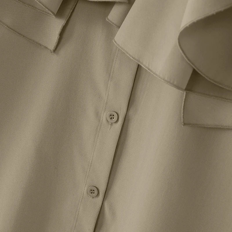 ZANZEA Vintage Solid Office Blouse Women Ruffled Stitching Street Shirts Spring 3D Long Sleeve Tops Casual Loose Buttons Tunics