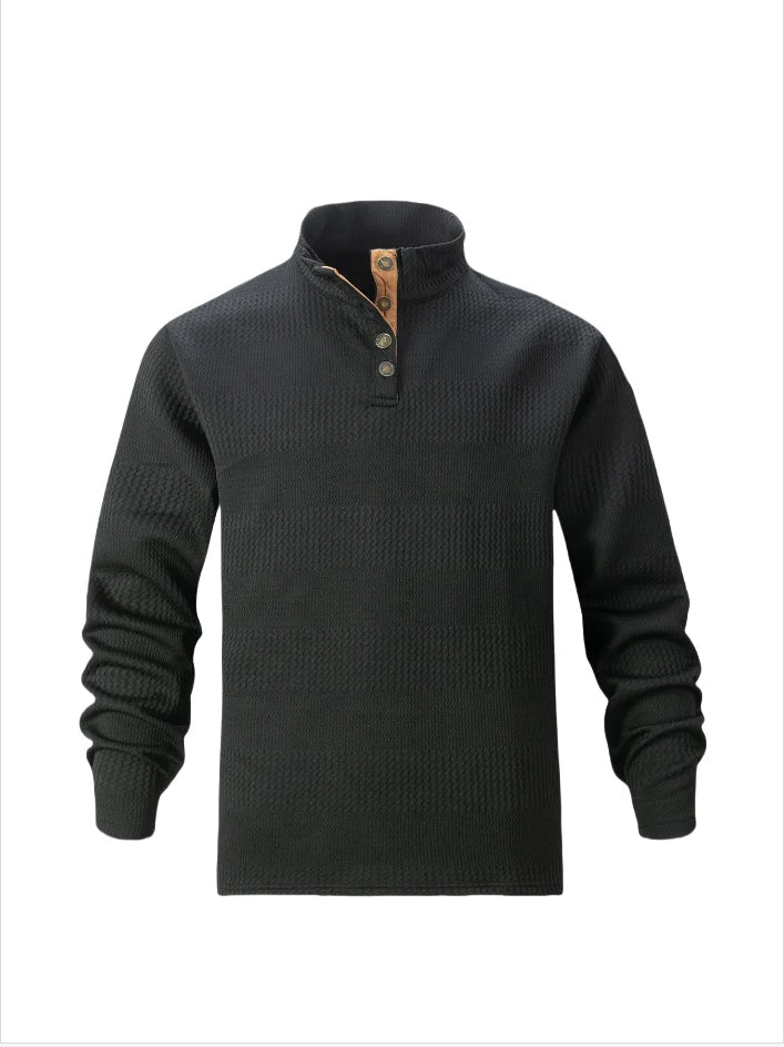 2026 New Spring Autumn Men's Jacquard Knit Sweatshirt, European Size Stand Collar Long Sleeve Loose Casual Outdoor Pullover