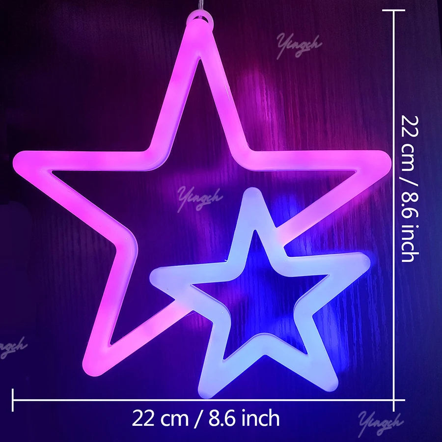 LED Bright Neon Light Night Gamepad Fire Moon Star Sign Modeling Lamp Room Wall Art Decoration Wholesale Xmas Birthday Wedding