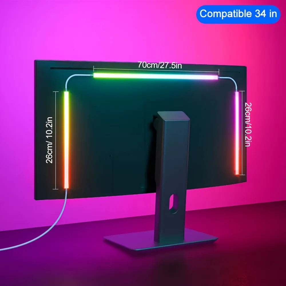 1pc RGB Gaming Monitor LED Backlight Night Lights,Smart Screen Color,Music Sync, USB-Powered,App Control for PC Gaming Decor