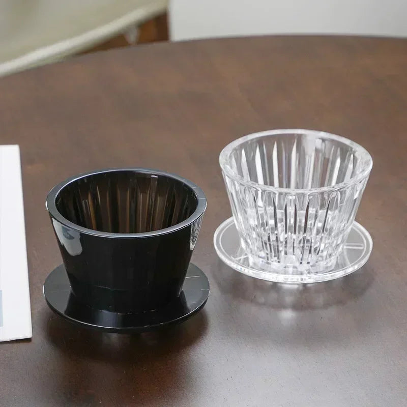 1 PC Acrylic Pour Over Coffee Filter Cup Set Cake Shaped Flat Bottom Home Brewing Kit with Filter Papers Reusable Easy Clean