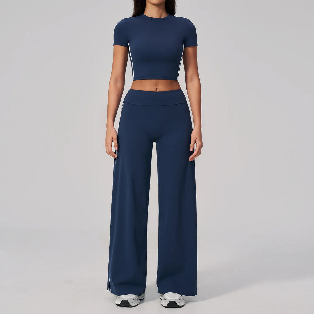 2PCS Yoga Set Women Tracksuit Sports Outfit Gym Set Running Workout Clothes Short Sleeves Sports Bra Athletic Wear Yoga Clothing