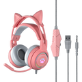 pink Gaming Headset for PC, PS4, PS5, Laptop 3.5mm Noise Reduction with Mic Noise Cancelling, LED Light for Girls, Women