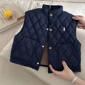 Autumn Winter Children Boys Girls Fleece Vest Solid Cotton-Padded Waistcoats Baby 2-10Y Solid Color Thicken Warm Outerwear  Kids