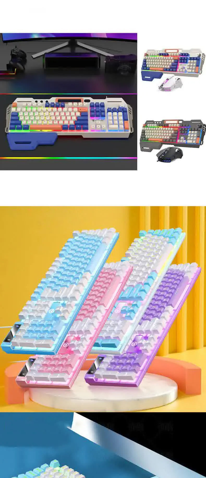Carpbaba K500 104 Key USB Wired Gaming Keyboard Color Backlit Mechanical Hand Feel Keyboard for Computer Laptop PC Accessories