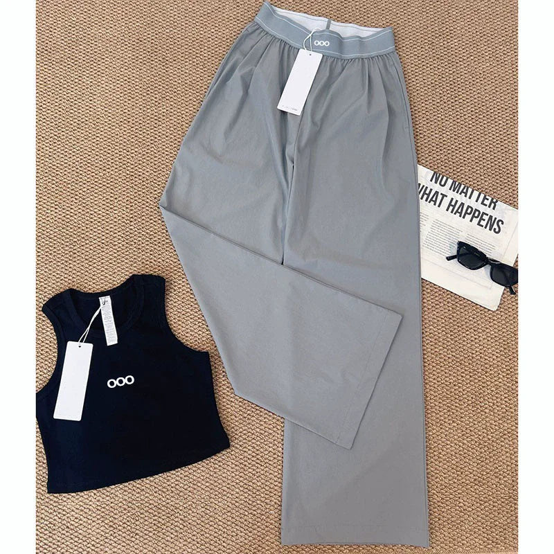 2026 Women's Spring/Summer Quick Drying Wide Leg Pants Loose Sports Lightweight Casual Pants High Waist Pants