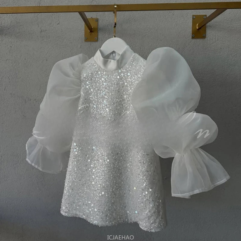 Teen Girl Clothes 2025 New Glitter Kids Girls Princess Gown Piano Recital Sweet Party Outfit Toddler Formal Wear Costume Vestido